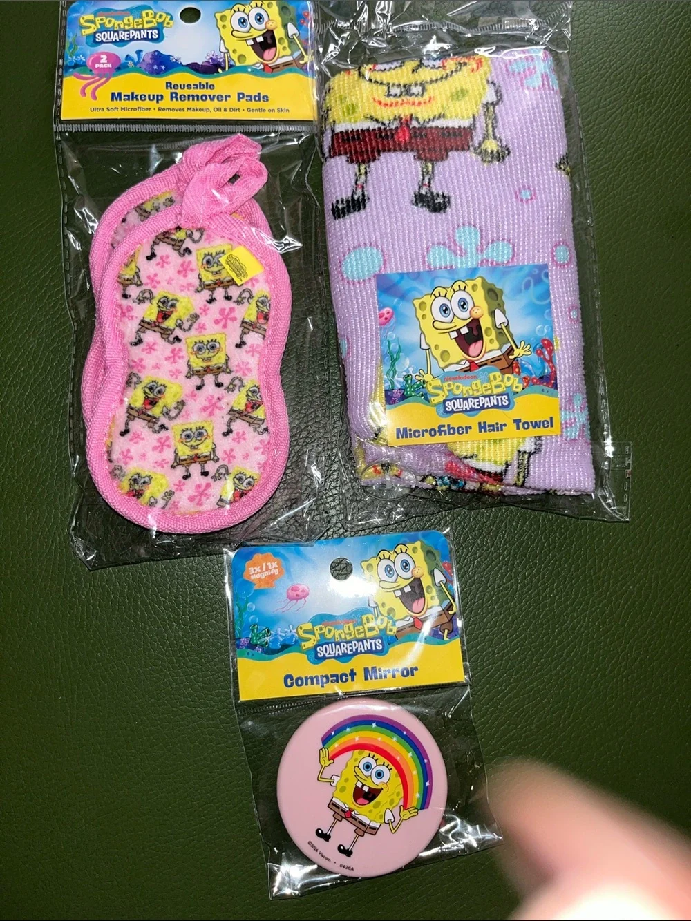 SpongeBobSquarePantsPinkMicrofiber Makeup Pads&HairTowelSet